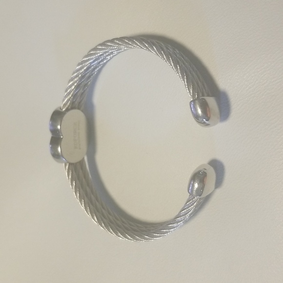 Women's Edforce Stainless Steel Rope Cuff Bracelet with Heart; Silver; O/S - Picture 2 of 8